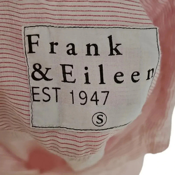 Frank & Eileen Paul Linen Button-Up Shirt Red Stripe Size S Unisex - Picture 3 of 7